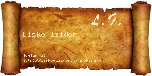 Lisko Izidor névjegykártya